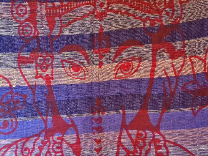 Panô indiano algodão estampa de Ganesha (210 cm x 135 cm) azul