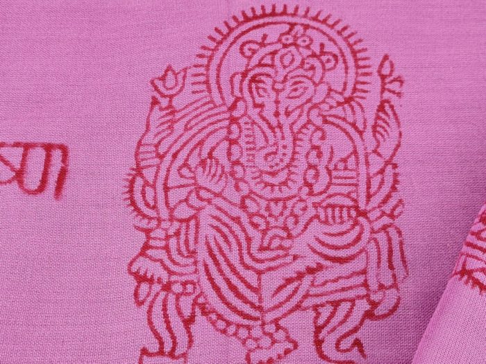 Chadar indiano (manto de oração) de Ganesha rosa