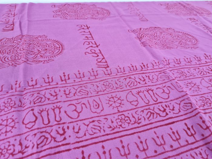Chadar indiano (manto de oração) de Ganesha rosa