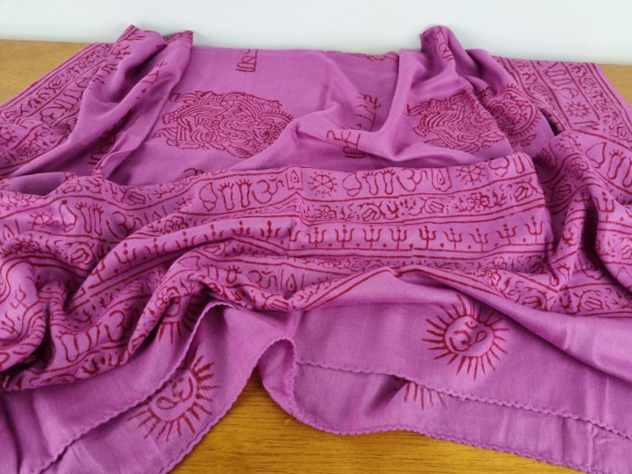 Chadar indiano (manto de oração) de Ganesha rosa