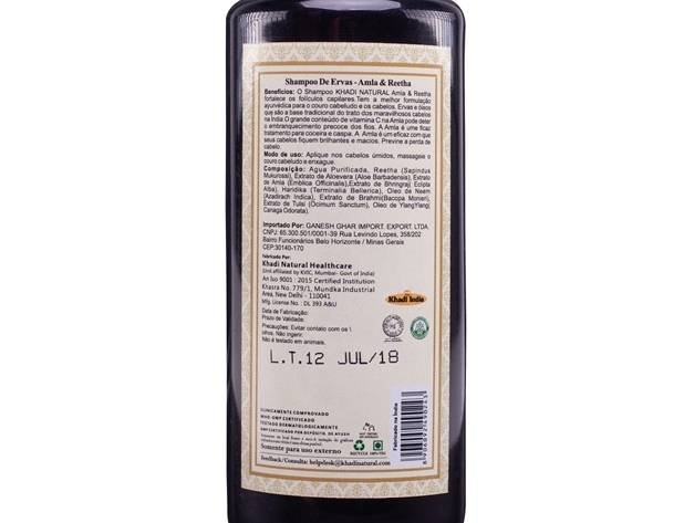 Ingredientes do Shampoo Amla e Reetha Khadi