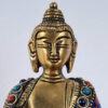 Estátua de Buda de metal brass e pedrarias naturais com 12cm