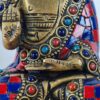 Estátua de Buda de metal brass e pedrarias naturais com 12cm