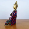 Estátua de Buda de metal brass e pedrarias naturais com 12cm