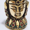 Mini busto Cabeça de Buda em metal com embutimento de pedras naturais III