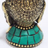 Mini busto Cabeça de Buda em metal com embutimento de pedras naturais III