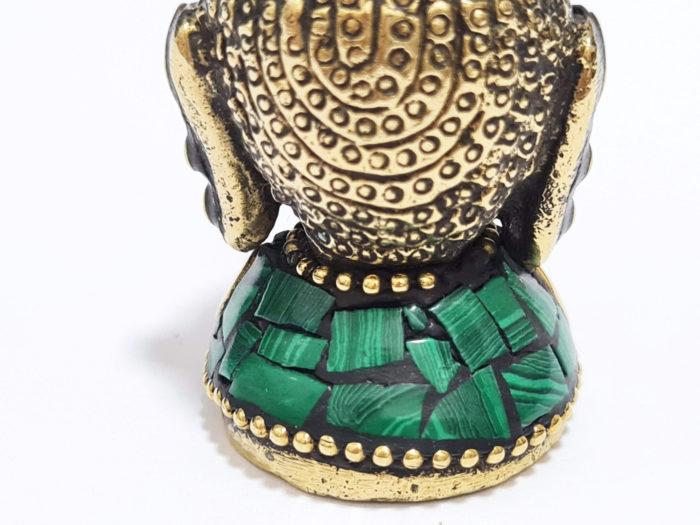Mini busto Cabeça de Buda em metal com embutimento de pedras naturais II