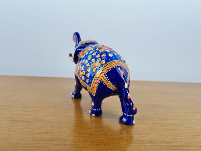 Elefante de metal esmaltado azul com técnica cloisonné M