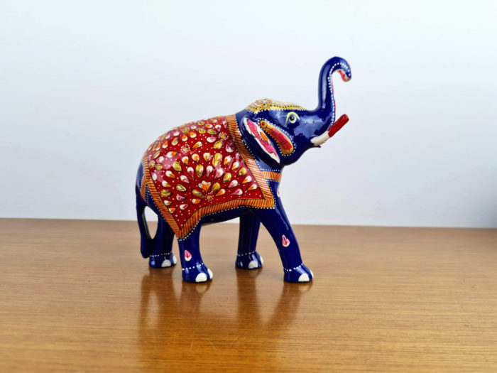 elefante indiano metal pintado a mão