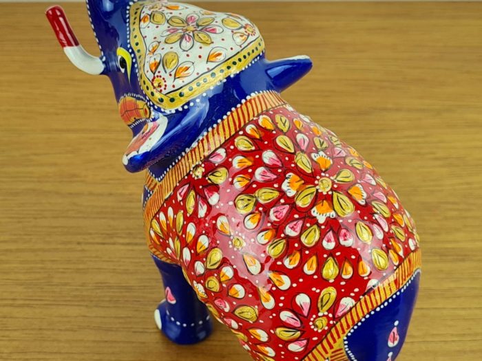 Elefante de metal esmaltado vermelho com técnica cloisonné G