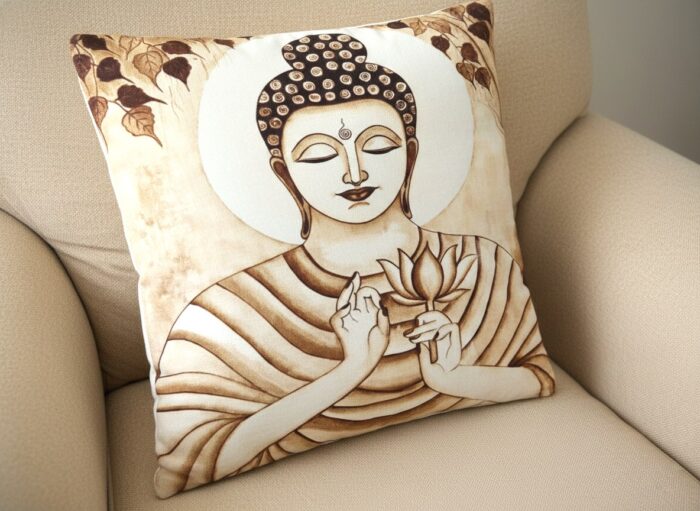Capa de almofada de Buda segurando Flor de Lotus 40cm