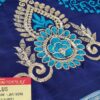 Sari indiano de seda luxuoso azul claro com marinho