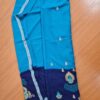 Sari indiano de seda luxuoso azul claro com marinho