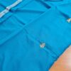 Sari indiano de seda luxuoso azul claro com marinho