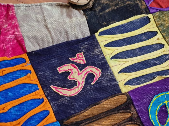 Bolsa indiana casual de algodão estampa de Om e símbolo da paz