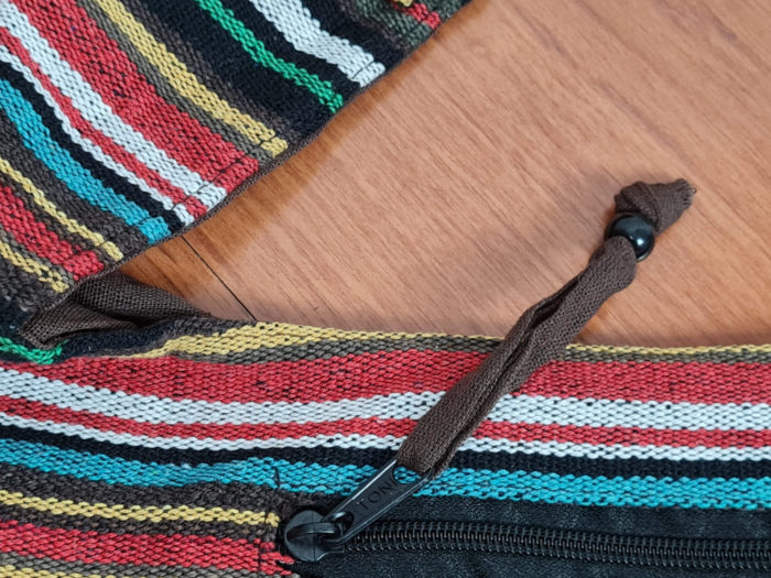 Bolsa indiana casual de algodão listrado com estampa de elefante