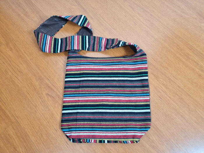Bolsa indiana casual de algodão listrado com estampa de elefante