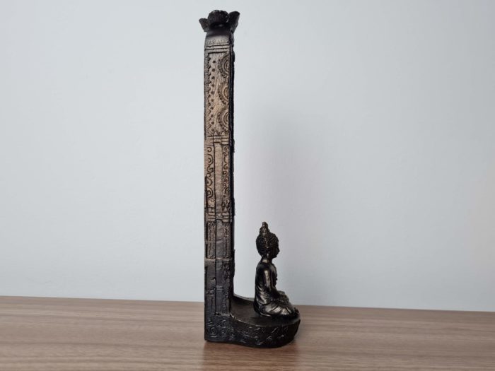 Incensário 7 chakras com Buda em resina ouro velho