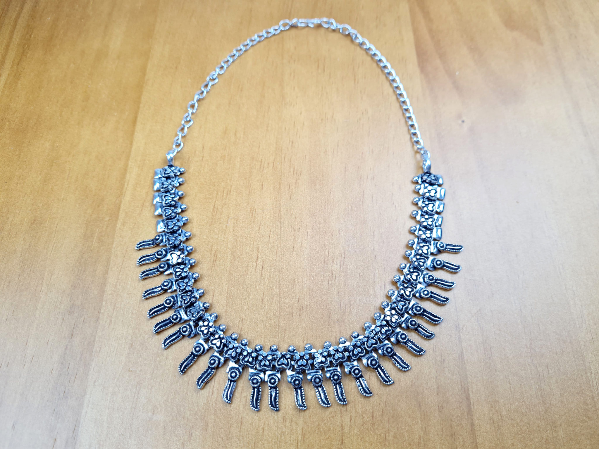 colar indiano estilo tribal em prata alemã