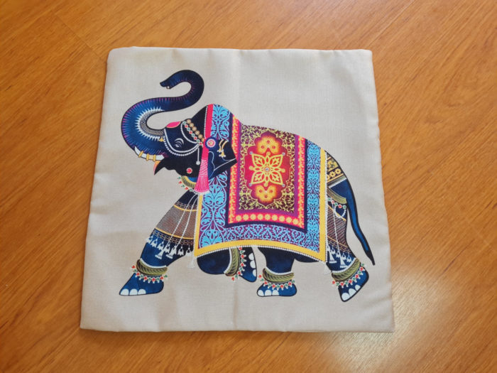 capa de almofada indiana polijute estampa elefante