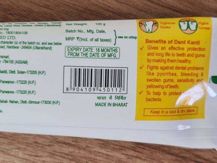 Creme dental natural Patanjali Dant Kanti 100g