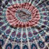 Canga indiana grande redonda mandala com franjas rosa e azul