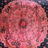 Panô indiano de algodão estampa signos marinho e rosa