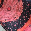 Panô indiano de algodão estampa signos marinho e rosa