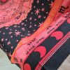 Panô indiano de algodão estampa signos marinho e rosa