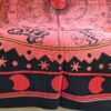 Panô indiano de algodão estampa signos marinho e rosa