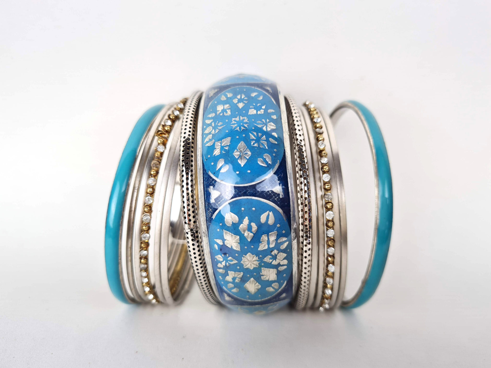 conjunto de pulseiras indianas de metal