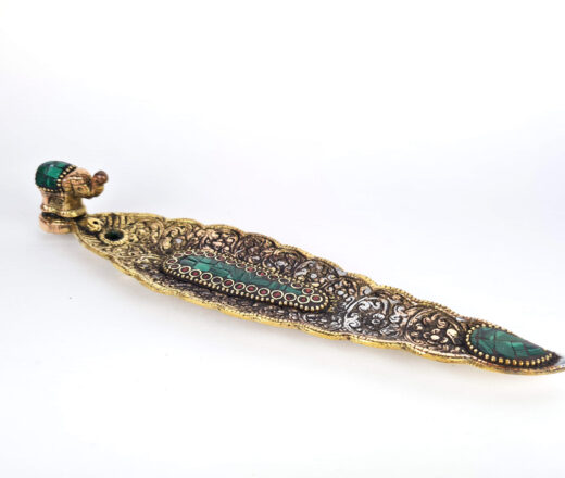 incensário folha de metal indiano com mosaico de pedras