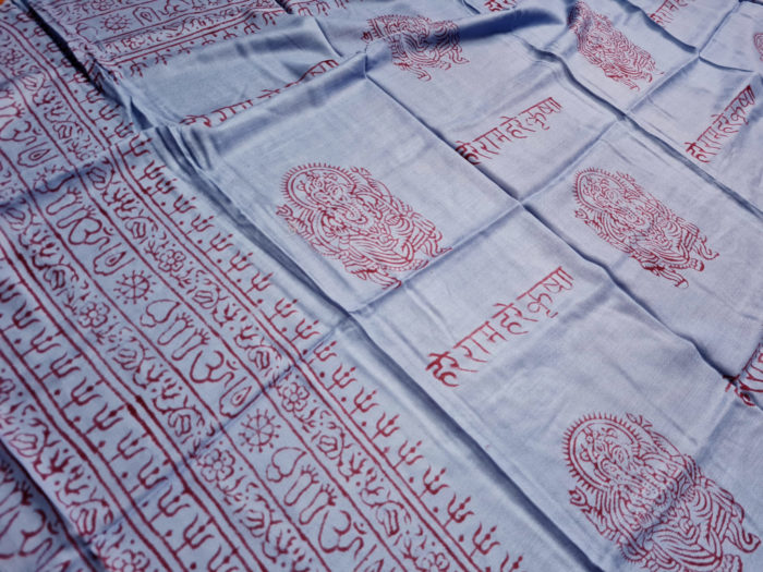 Chadar indiano (manto de oração) de Ganesha azul