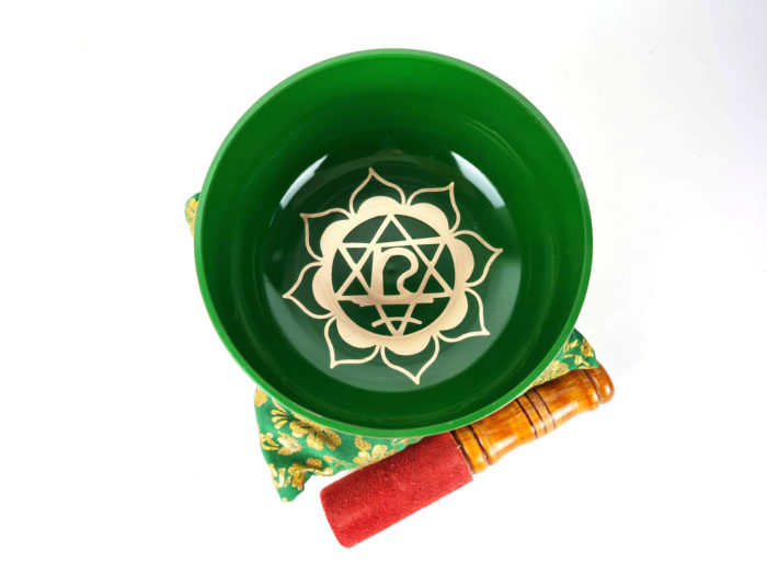 Tigela tibetana Chakra Anahata 12cm verde