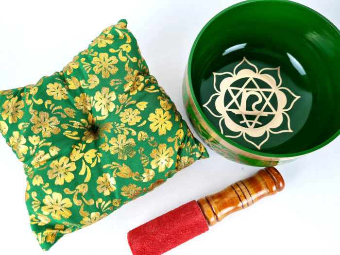 Tigela tibetana Chakra Anahata 12cm verde