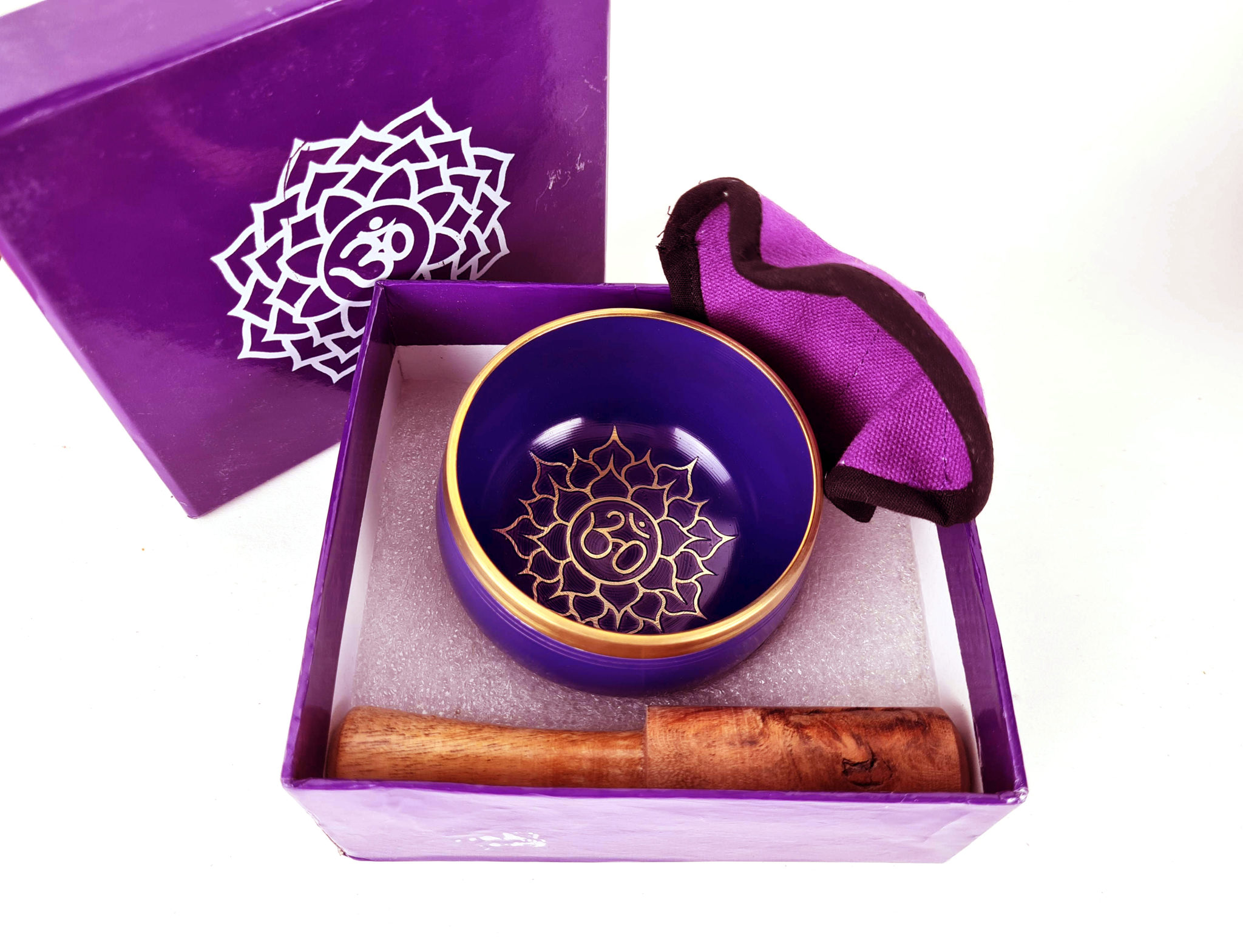 Tigela tibetana 7º Chakra Sahashara com kit completo