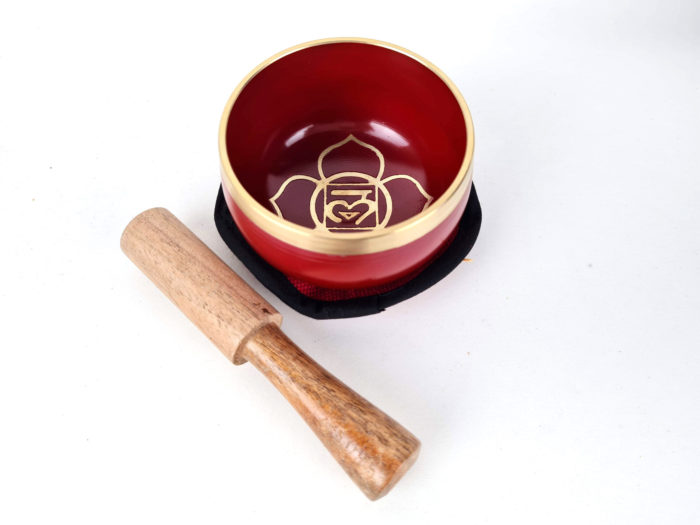 tigela tibetana 8cm com estampa do Chakra Básico