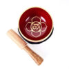 Kit com tigela tibetana Chakra Muladhara 8 cm vermelha