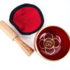 Kit com tigela tibetana Chakra Muladhara 8 cm vermelha