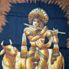 Painel de tecido clássico de deidade hindu Krishna 80x55cm marrom
