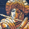 Painel de tecido clássico de deidade hindu Krishna 80x55cm marrom
