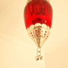 Luminária indiana pendente à vela com vitral vermelho18cm