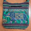 Bolsa indiana casual de algodão listrado com estampa de elefante verde