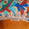 Almofada indiana bordada Hamsá Mão de Fátima azul e coral