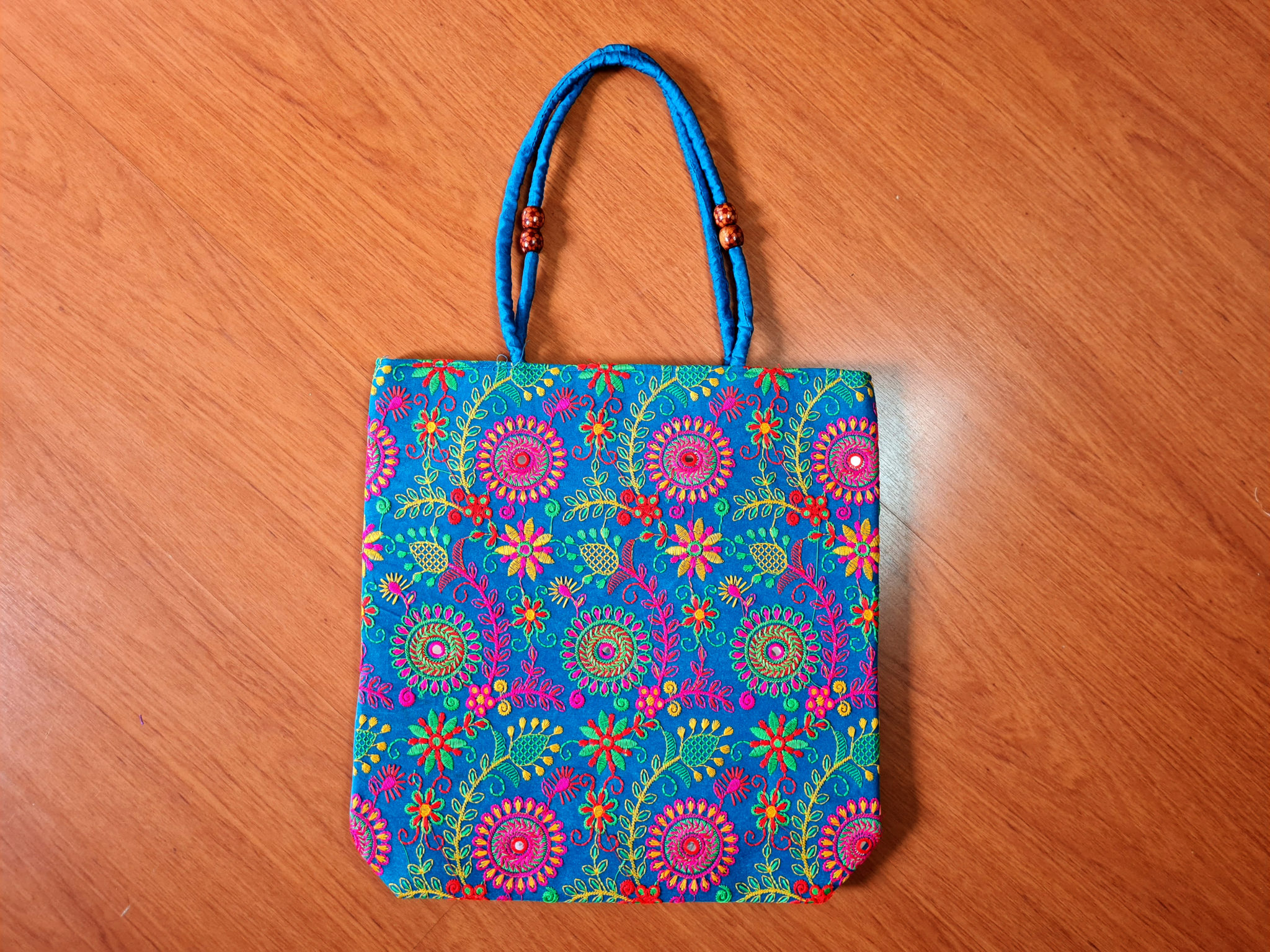 Bolsa indiana bordada azul