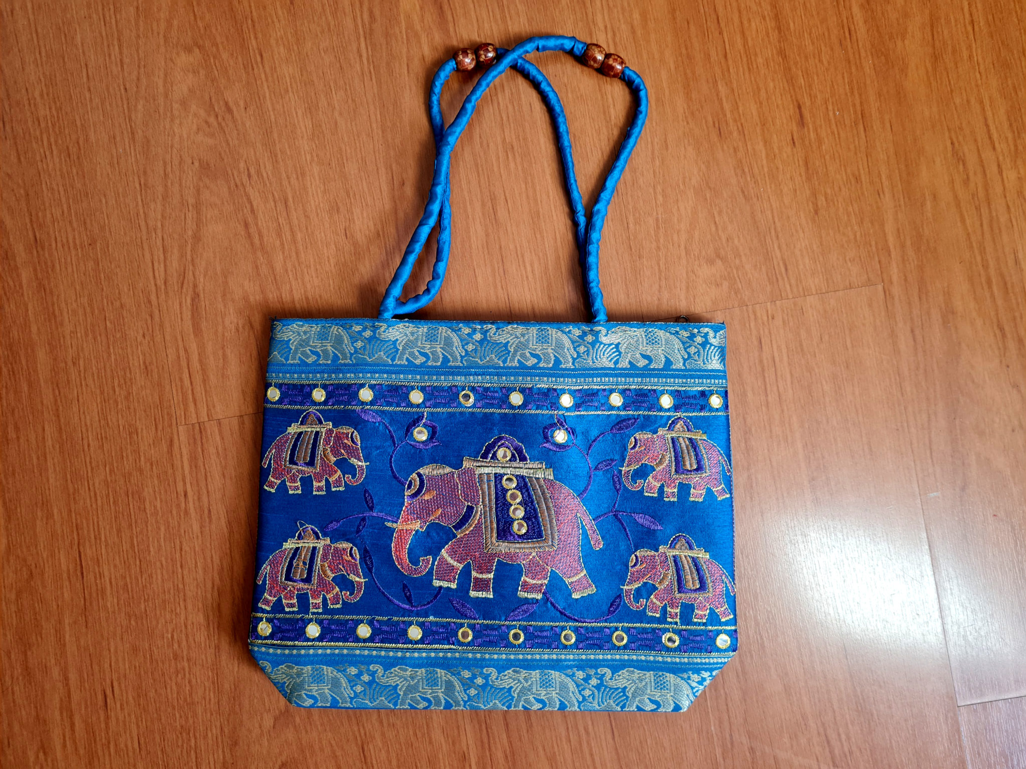 bolsa indiana de elefantes azul