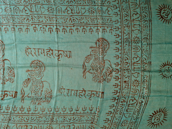 Chadar indiano (manto de oração) de Krishna verde 120cm