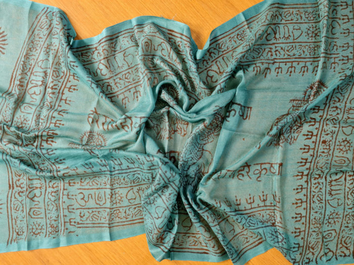 Chadar indiano (manto de oração) de Krishna verde 120cm