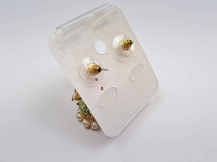 Brinco Jhumka técnica Cloisonné com design de pavão tons de verde