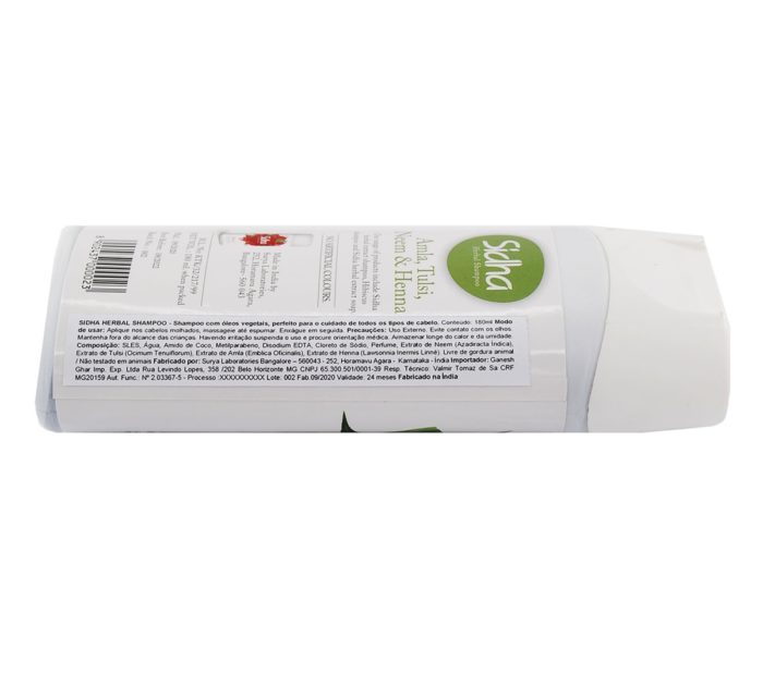 Shampoo Ayurvédico Sidha com Amla, Tulsi, Neem & Henna 180ml
